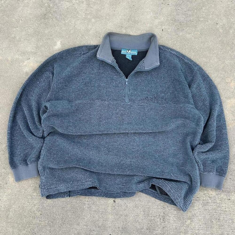 Vintage 90s Big Dogs Q Zip Fleece Pullover Sweater